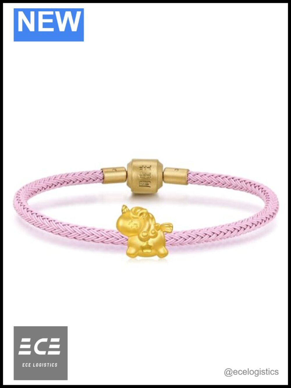 999 Gold Unicorn Charm Bracelet 17cm Link Chain Women Men Gift